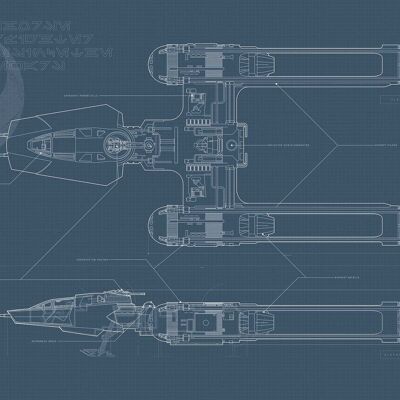 Murale - Star Wars EP9 Blueprint Y-Wing - Dimensioni: 70 x 50 cm