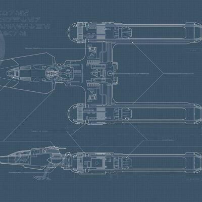 Wandbild - Star Wars EP9 Blueprint Y-Wing - Größe: 70 x 50 cm