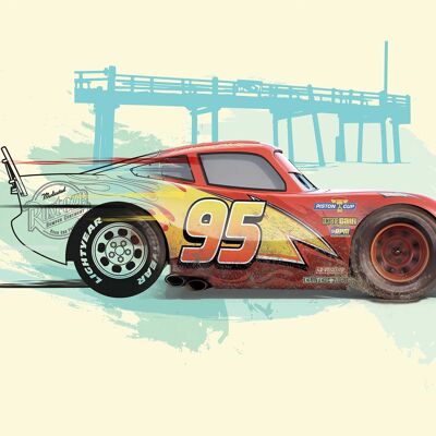 Murale - Auto Saetta McQueen - Dimensioni: 40 x 30 cm