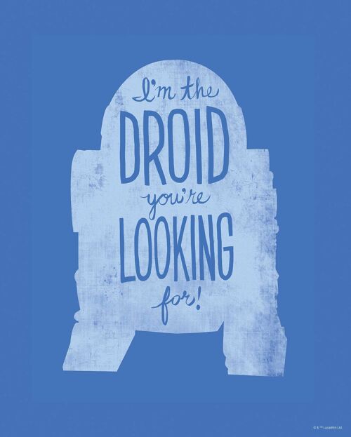 Wandbild - Star Wars Silhouette Quotes R2D2 - Größe: 40 x 50 cm