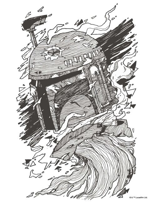 Wandbild - Star Wars Boba Fett Drawing - Größe: 30 x 40 cm