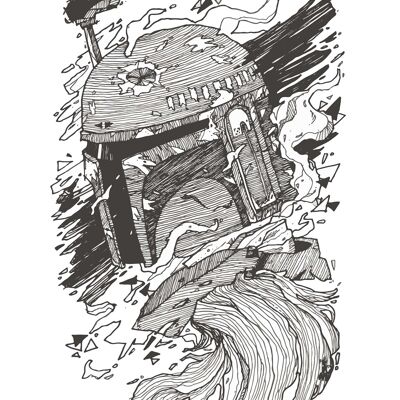 Wandbild - Star Wars Boba Fett Drawing - Größe: 40 x 50 cm