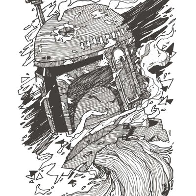 Wandbild - Star Wars Boba Fett Drawing - Größe: 50 x 70 cm