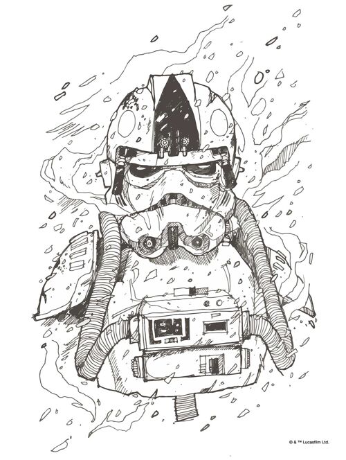 Wandbild - Star Wars Pilot Drawing - Größe: 30 x 40 cm