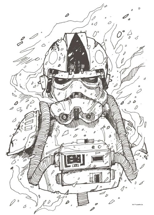 Wandbild - Star Wars Pilot Drawing - Größe: 50 x 70 cm