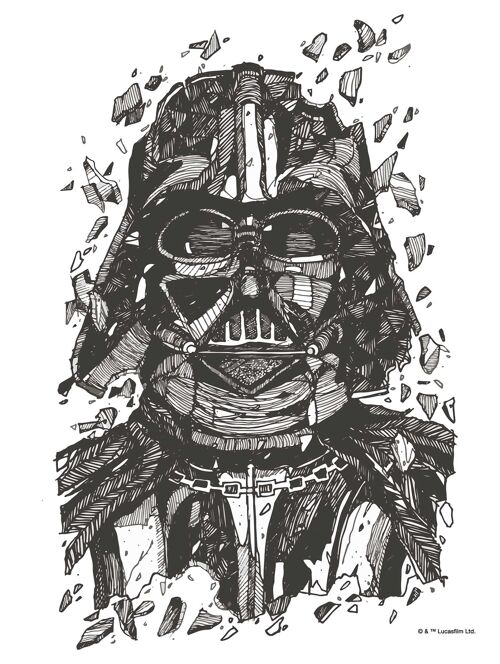 Wandbild - Star Wars Darth Vader Drawing - Größe: 30 x 40 cm