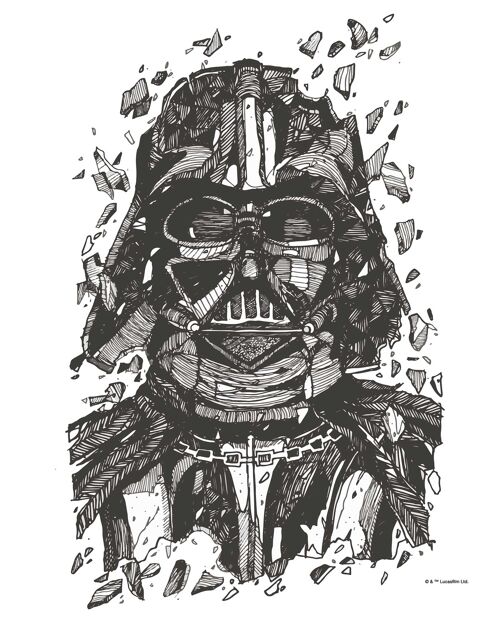 Wandbild - Star Wars Darth Vader Drawing - Größe: 40 x 50 cm