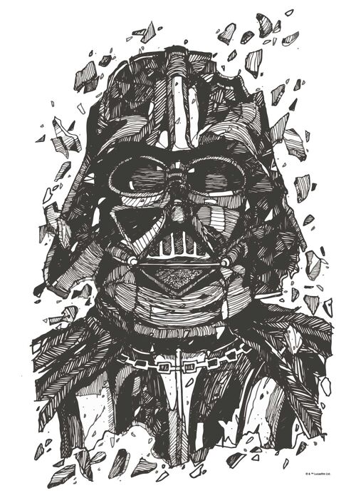 Wandbild - Star Wars Darth Vader Drawing - Größe: 50 x 70 cm