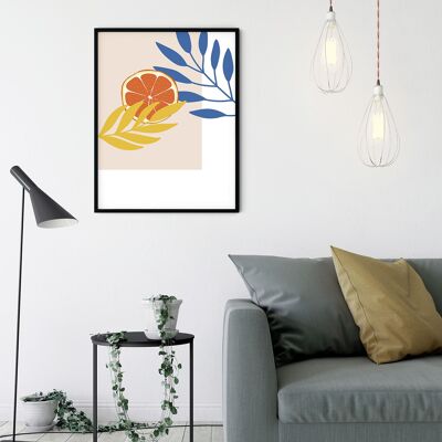 Mural - Illustration Drooping Leaves - Size: 50 x 70 cm