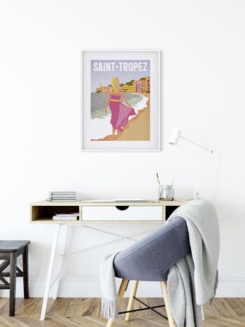 Papier Peint - Voyage Vintage Saint-Tropez - Format : 30 x 40 cm