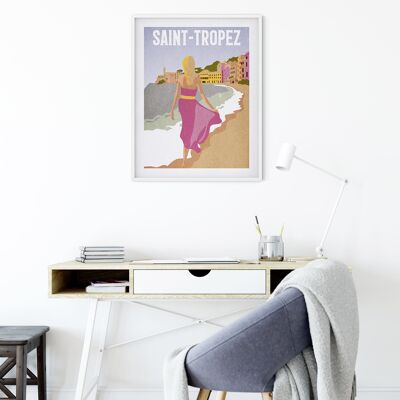 Wandbild - Vintage Travel Saint-Tropez  - Größe: 40 x 50 cm