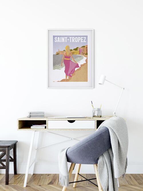 Wandbild - Vintage Travel Saint-Tropez  - Größe: 50 x 70 cm