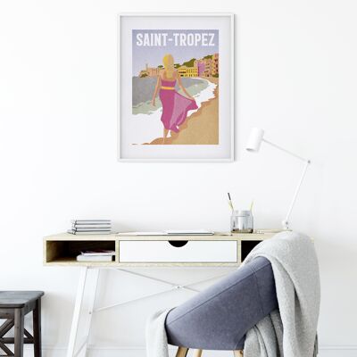 Wandbild - Vintage Travel Saint-Tropez  - Größe: 50 x 70 cm
