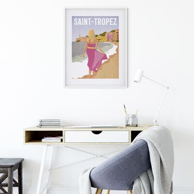 Murale - Viaggio d'epoca Saint-Tropez - Dimensioni: 50 x 70 cm