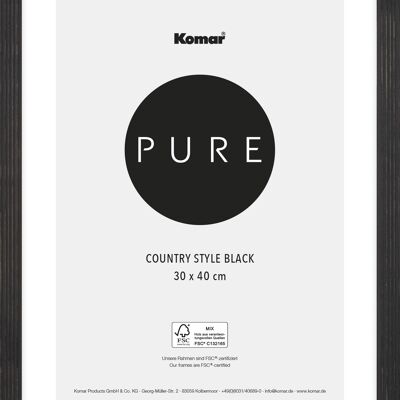 Picture frame wood Country Style Black 30 x 40 cm