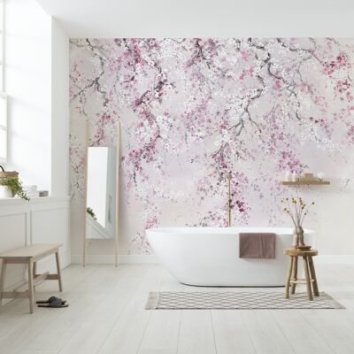 Papel pintado fotográfico no tejido - flores de cerezo - tamaño 300 x 280 cm