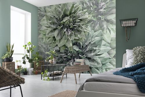 Vlies Fototapete - Emerald Flowers - Größe 300 x 280 cm