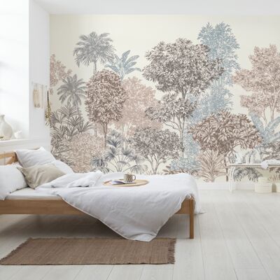 Non-woven photo wallpaper - Painted Trees - size 400 x 280 cm