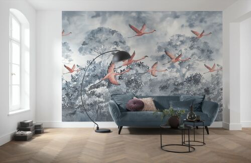 Vlies Fototapete - Flamingos in the Sky - Größe 400 x 280 cm