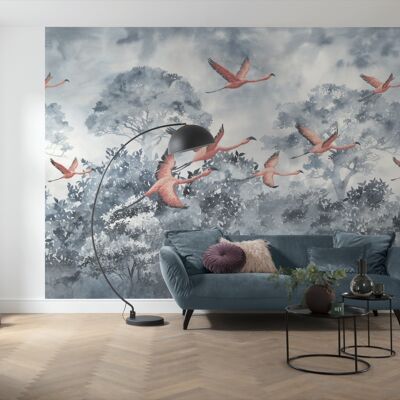 Papel pintado fotográfico no tejido - Flamencos en el cielo - tamaño 400 x 280 cm
