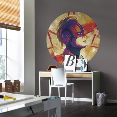 Selbstklebende Vlies Fototapete - Avengers Painting Captain Marvel Helmet - Größe 128 x 128 cm