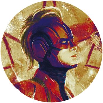 Papier peint intissé autocollant - Peinture Avengers Casque Capitaine Marvel - format 128 x 128 cm 2