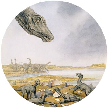 Papier peint photo intissé autocollant - Jeunes Titanosaures - format 128 x 128 cm 2