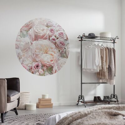 Self-adhesive non-woven photo wallpaper - Pink and Cream Roses - size 125 x 125 cm