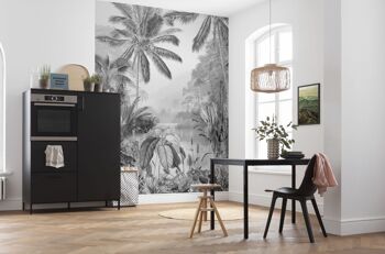 Papier peint photo intissé - Lac Tropical Noir & Blanc - Format 200 x 270 cm 1