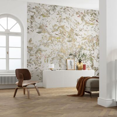 Non-woven photo wallpaper - Golden Feathers - size 400 x 280 cm