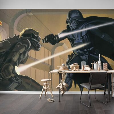 Carta da parati fotografica in tessuto non tessuto - Star Wars Classic RMQ Vader vs Luke - Dimensioni 500 x 250 cm