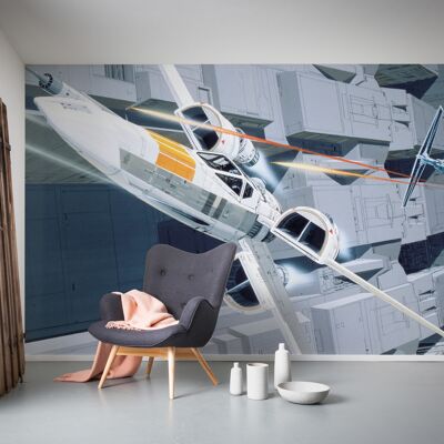 Carta da parati fotografica in tessuto non tessuto - Star Wars Classic RMQ X-Wing vs TIE Fighter - Dimensioni 500 x 250 cm