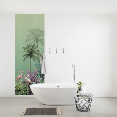 Non-woven photo wallpaper - Jungle Flamingo - size 100 x 280 cm
