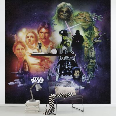 Papel pintado fotográfico no tejido - Collage de póster clásico de Star Wars - Tamaño 250 x 250 cm