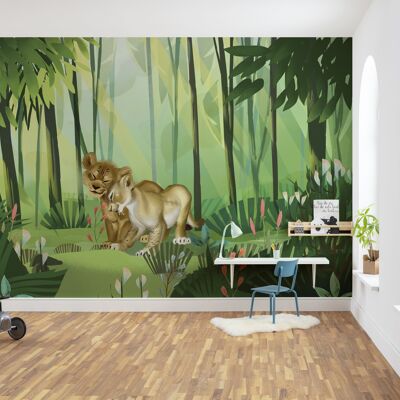 Non-woven photo wallpaper - Lion King Love - size 400 x 280 cm