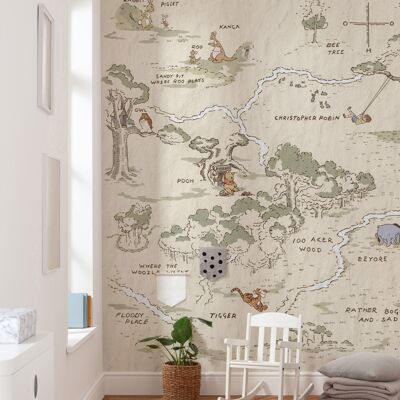 Papel pintado fotográfico no tejido - Mapa de Winnie the Pooh - tamaño 200 x 240 cm