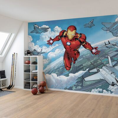 Papel pintado fotográfico no tejido - Vuelo de Iron Man - tamaño 400 x 280 cm