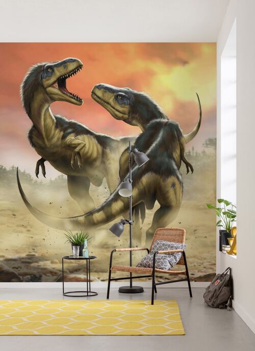 Vlies Fototapete - Albertosauruses Fight - Größe 250 x 280 cm