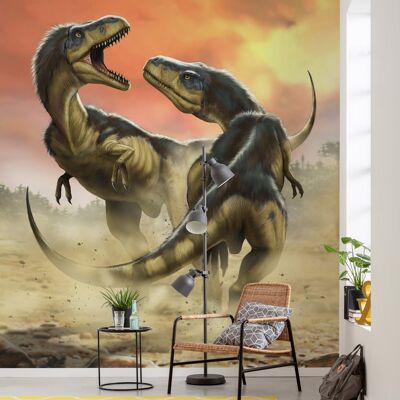 Papel pintado fotográfico no tejido - Albertosauruses Fight - tamaño 250 x 280 cm