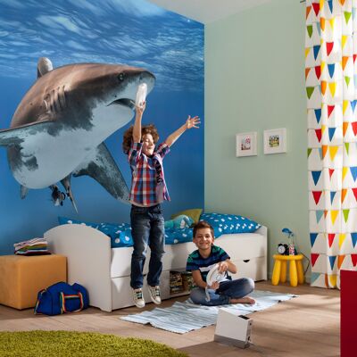 Papel pintado fotográfico no tejido - Gran tiburón blanco - tamaño 400 x 280 cm