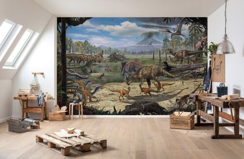Vlies Fototapete - Dinosaurs on the Shore - Größe 400 x 280 cm