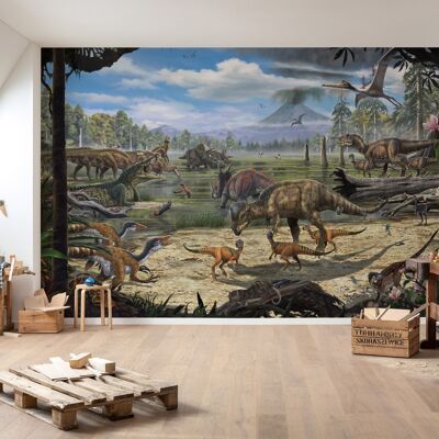 Vlies Fototapete - Dinosaurs on the Shore - Größe 400 x 280 cm