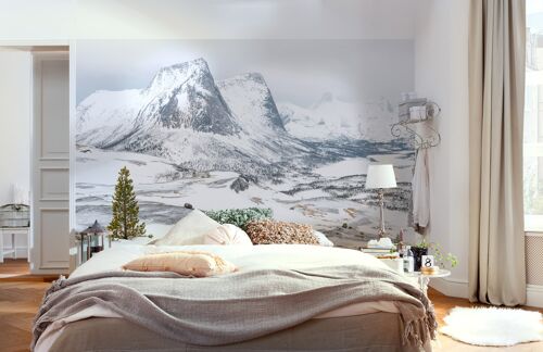 Vlies Fototapete - White Enchanted Mountains - Größe 400 x 280 cm