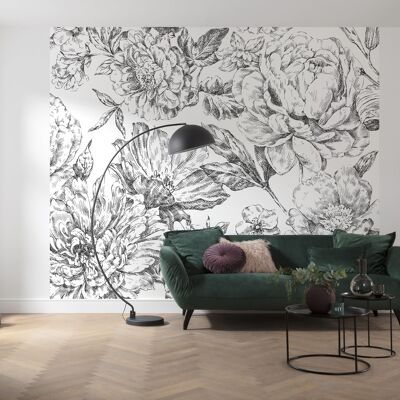 Papel pintado fotográfico no tejido - Macizo de flores - tamaño 300 x 250 cm