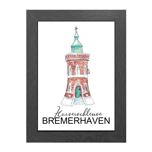 A4 poster kaiser schleuse lighthouse in frame - joyin