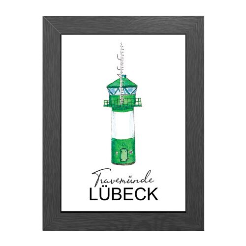 A4 poster travemunde lighthouse in frame - joyin