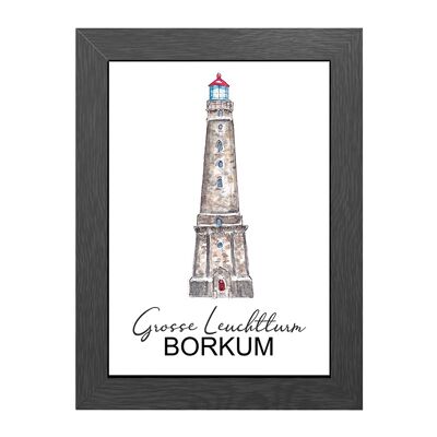 A4 POSTER BORKUM LEUCHTTURM IM RAHMEN - JOYIN