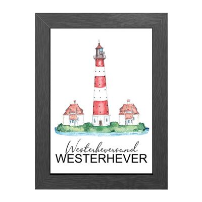A4 poster westerheversand lighthouse in frame - joyin