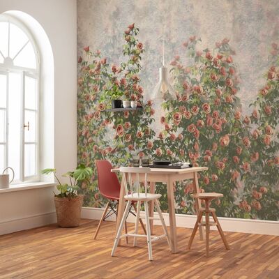 Vlies Fototapete - Wall Roses - Größe 300 x 250 cm