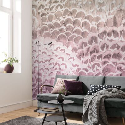 Non-Woven Photo Wallpaper - Pale Feathers - Size 200 x 250 cm